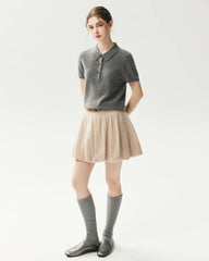 100% Cashmere Button-Front Polo Sweater