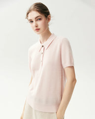 100% Cashmere Button-Front Polo Sweater