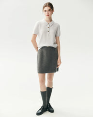 100% Cashmere Button-Front Polo Sweater