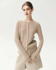 100% Cashmere Cable-Knit Cardigan with Heart Buttons