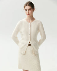 100% Cashmere Cable-Knit Cardigan with Heart Buttons