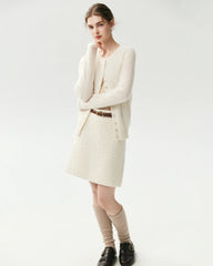 100% Cashmere Cable-Knit Cardigan with Heart Buttons