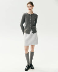 100% Cashmere Cable-Knit Cardigan with Heart Buttons