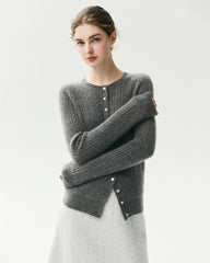 100% Cashmere Cable-Knit Cardigan with Heart Buttons