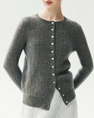 100% Cashmere Cable-Knit Cardigan with Heart Buttons