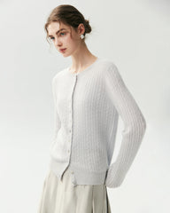 100% Cashmere Cable-Knit Cardigan with Heart Buttons