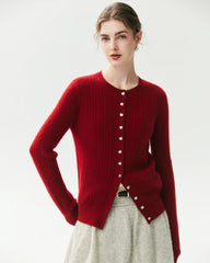100% Cashmere Cable-Knit Cardigan with Heart Buttons