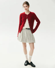 100% Cashmere Cable-Knit Cardigan with Heart Buttons