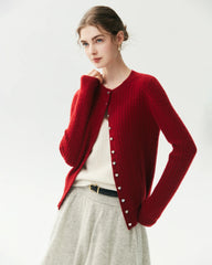 100% Cashmere Cable-Knit Cardigan with Heart Buttons