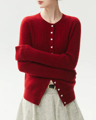 100% Cashmere Cable-Knit Cardigan with Heart Buttons