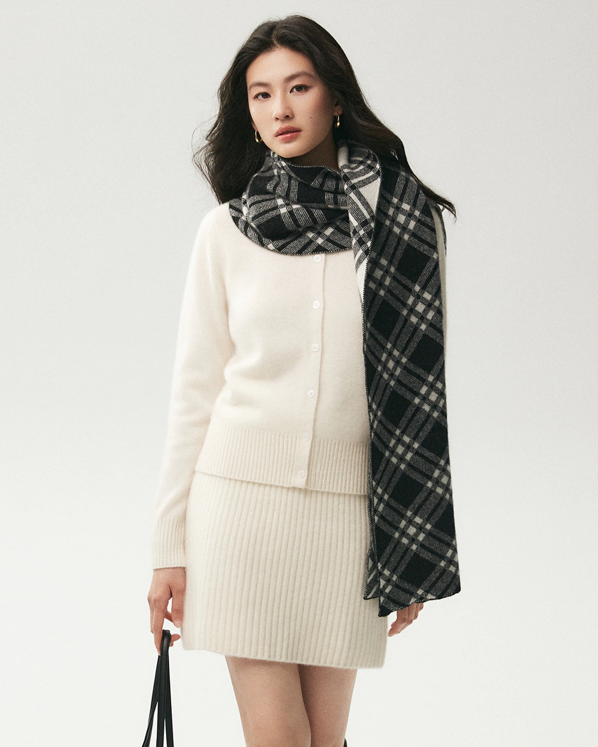 100% Cashmere Checked Scarf