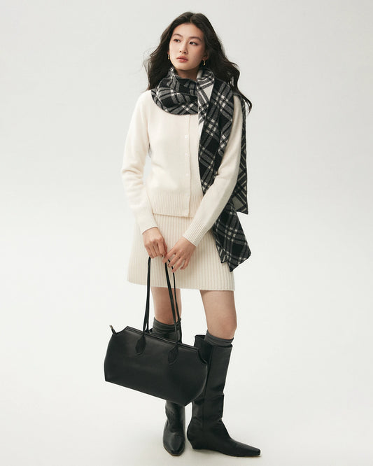 100% Cashmere Checked Scarf