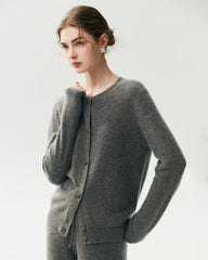 100% Cashmere Classic Crewneck Cardigan