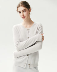 100% Cashmere Classic Crewneck Cardigan