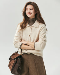 100% Cashmere Collared Speckled Cardigan