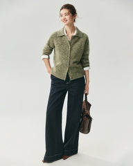 100% Cashmere Collared Speckled Cardigan