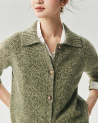 100% Cashmere Collared Speckled Cardigan