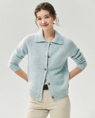 100% Cashmere Collared Speckled Cardigan
