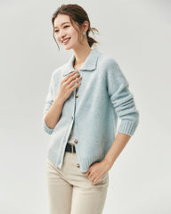 100% Cashmere Collared Speckled Cardigan
