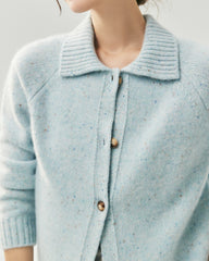 100% Cashmere Collared Speckled Cardigan