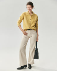 100% Cashmere Collared Speckled Cardigan