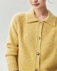100% Cashmere Collared Speckled Cardigan