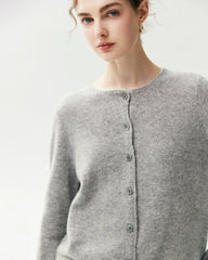 100% Cashmere Crewneck Button-Down Cardigan