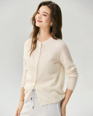 100% Cashmere Crewneck Button-Down Cardigan