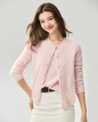 100% Cashmere Crewneck Button-Down Cardigan