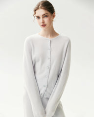 100% Cashmere Crewneck Button-Down Cardigan