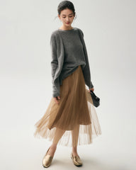 100% Cashmere Faux Two-Piece Layered Sweater