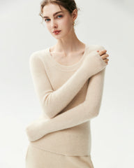 100% Cashmere Fitted Scoop Neck Sweater