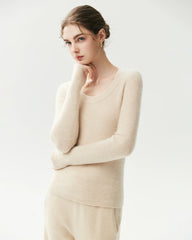100% Cashmere Fitted Scoop Neck Sweater