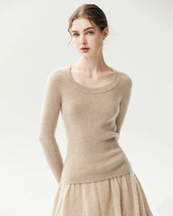100% Cashmere Fitted Scoop Neck Sweater