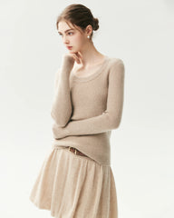 100% Cashmere Fitted Scoop Neck Sweater
