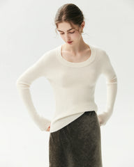 100% Cashmere Fitted Scoop Neck Sweater