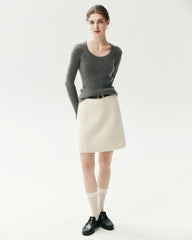 100% Cashmere Fitted Scoop Neck Sweater