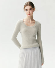 100% Cashmere Fitted Scoop Neck Sweater
