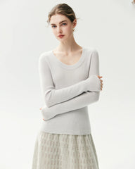 100% Cashmere Fitted Scoop Neck Sweater
