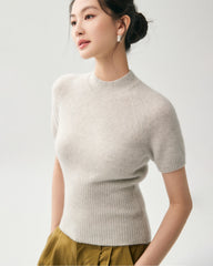 100% Cashmere Fitted Short Sleeve Sweater