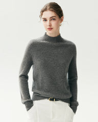 100% Cashmere Funnel Neck Knit Pullover
