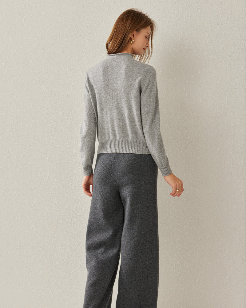 Women's Cashmere Mock Neck Sweater, Grey
