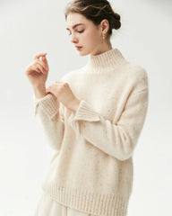 100% Cashmere Relaxed Mock Neck Sweater