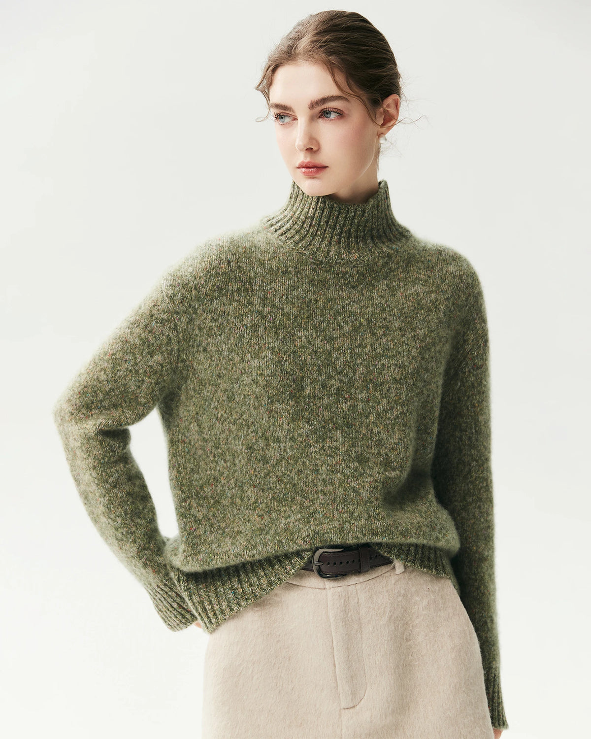 100% Cashmere Relaxed Mock Neck Sweater