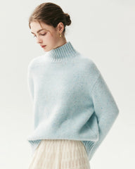 100% Cashmere Relaxed Mock Neck Sweater
