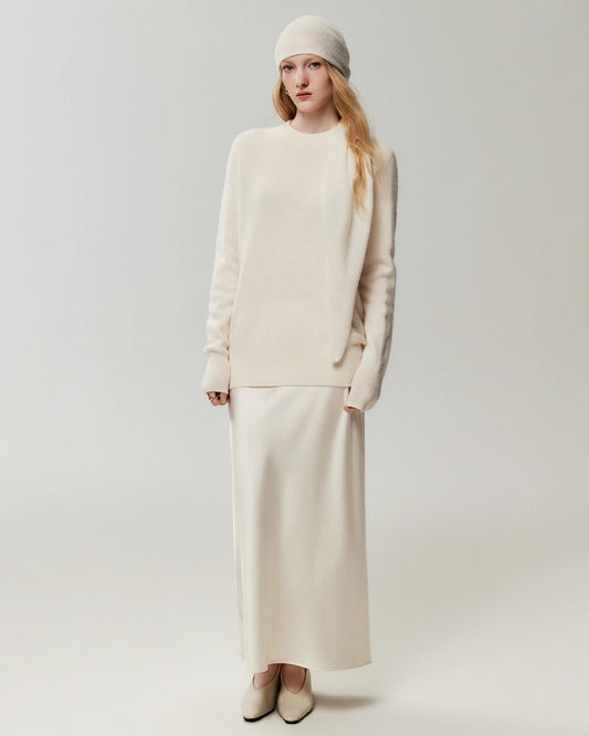 100% Cashmere Relaxed Ribbed Crewneck Sweater