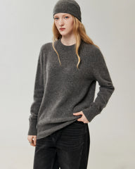 100% Cashmere Relaxed Ribbed Crewneck Sweater