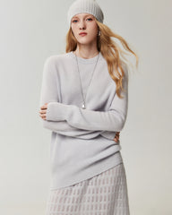 100% Cashmere Relaxed Ribbed Crewneck Sweater