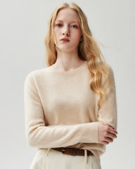 100% Cashmere Ribbed Crew Neck Pullover