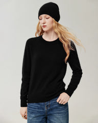100% Cashmere Ribbed Crew Neck Pullover